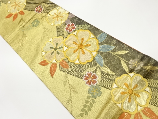 JAPANESE FUKURO OBI / WOVEN FLORAL PLANTS